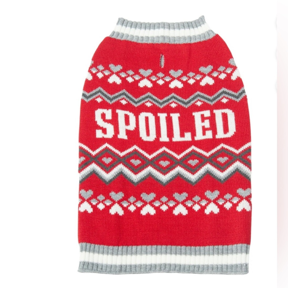 Dog/cat/pet sweater Spoiled graphic pullover sleeveless red. M.17in back length
